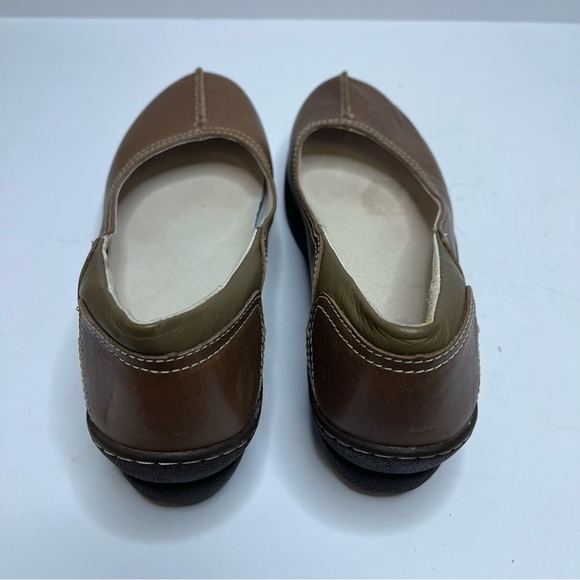 LL Bean Brown Leather Split Toe Wedge Loafer Women's Size 8 - Picture 13 of 14